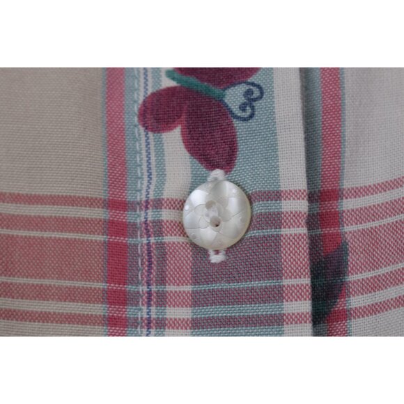 Vintage 80s Floral/Plaid Blouse - Picture 7 of 10